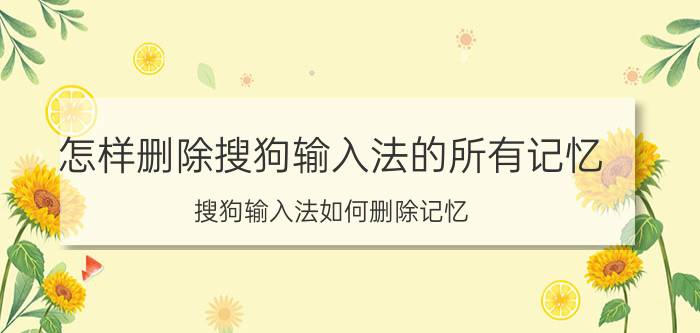 怎样删除搜狗输入法的所有记忆 搜狗输入法如何删除记忆？